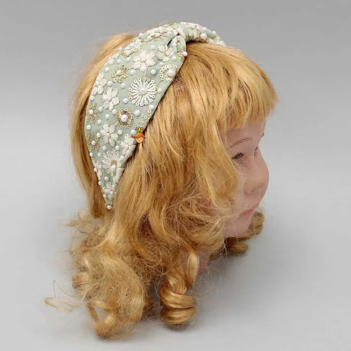Online Beautiful Embroidered Green Hair Band Hair Accessories | Hair Bands