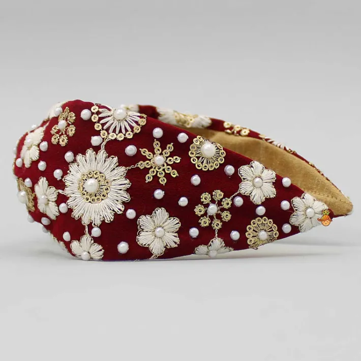 Clearance Beautiful Embroidered Red Hair Band Hair Accessories | Hair Bands
