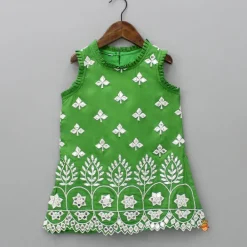Online Beautiful Faux Mirror Work Green Kurti And Pleated Sharara Ethnic Wear | Palazzos & Shararas
