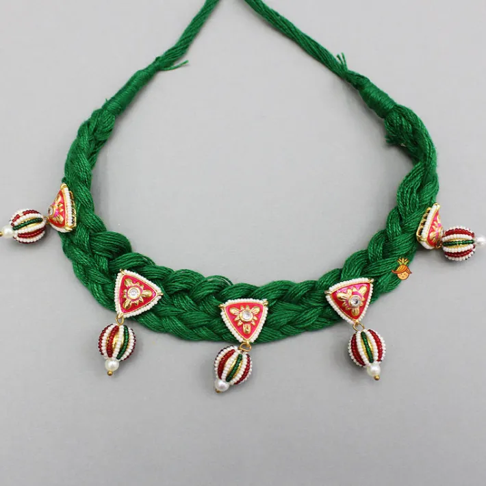 New Beautiful Green Embellished Choker Necklace And Earrings Jewellery