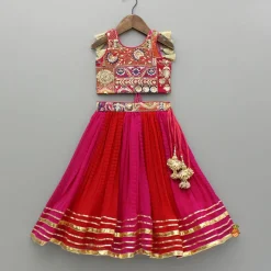 Clearance Beautiful Heavy Thread Embroidered Top With Dual Toned Lehenga And Dupatta With Hair Clip Ethnic Wear | Lehengas & Ghagras