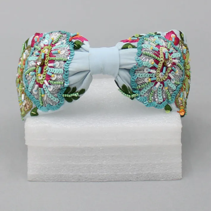 Outlet Beautiful Intricate Embroidered Blue Hair Band Hair Accessories | Hair Bands