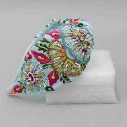 Outlet Beautiful Intricate Embroidered Blue Hair Band Hair Accessories | Hair Bands