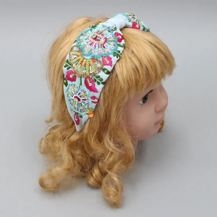 Outlet Beautiful Intricate Embroidered Blue Hair Band Hair Accessories | Hair Bands