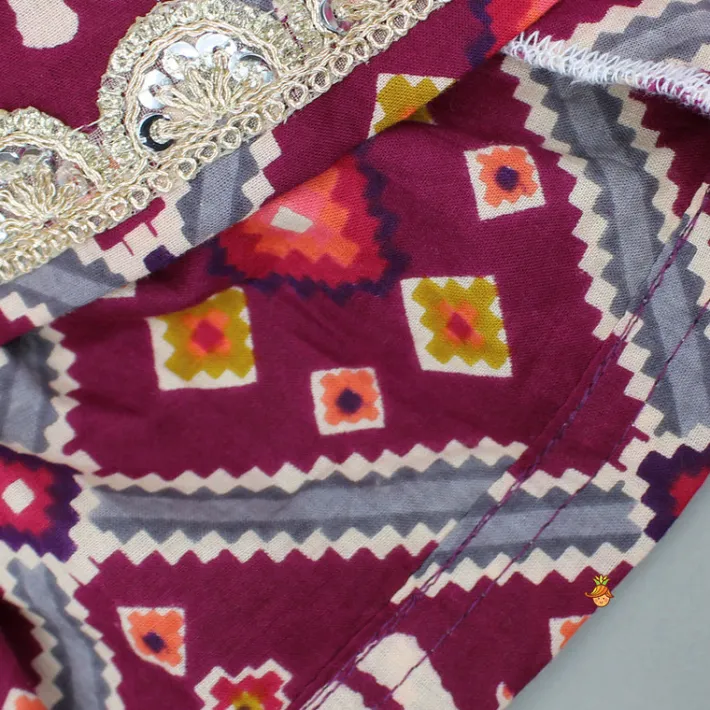 Hot Beautiful Patola-Printed Angarkha Style Kurti And Dhoti With Dupatta Twinning Sets | Ethnic Wear