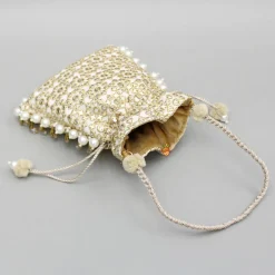 New Beige Embroidered Potli Bag Bags