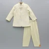 Sale Beige Embroidered Sherwani and Pyjama BOY Indian Ethnic Wear | Sherwani Sets