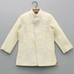 Sale Beige Embroidered Sherwani and Pyjama BOY Indian Ethnic Wear | Sherwani Sets