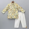 New Beige Floral Printed Kurta With Pyjama BOY Twinning Sets | Indian Ethnic Wear