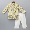 Clearance Beige Floral Printed Kurta With Pyjama BOY Indian Ethnic Wear | Ethnic Sets