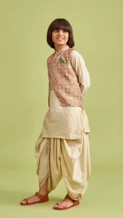 Hot Beige Kurta And Stylish Jacket With Dhoti BOY Indian Ethnic Wear | Ethnic Sets