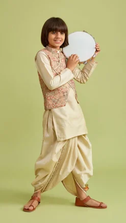 Hot Beige Kurta And Stylish Jacket With Dhoti BOY Indian Ethnic Wear | Ethnic Sets