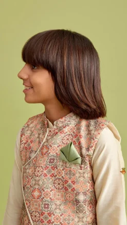 Hot Beige Kurta And Stylish Jacket With Dhoti BOY Indian Ethnic Wear | Ethnic Sets