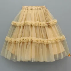 Hot Beige Lace Work One Shoulder Top And Ruffle Lehenga Ethnic Wear | Lehengas & Ghagras