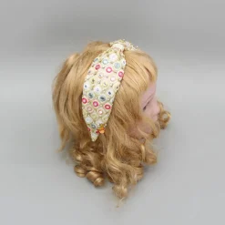 Sale Beige Multicolour Faux Mirror Embroidered Hairband Hair Accessories | Hair Bands