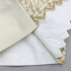 New Beige Shimmery Sequin Embroidered Top With Flared Lehenga And Matching Dupatta Ethnic Wear | Lehengas & Ghagras