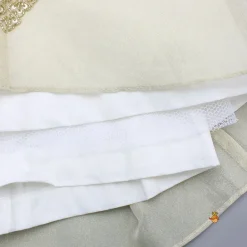 New Beige Shimmery Sequin Embroidered Top With Flared Lehenga And Matching Dupatta Ethnic Wear | Lehengas & Ghagras