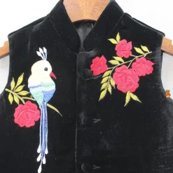 Discount Bird And Floral Embroidered Velvet Jacket BOY Indian Ethnic Wear | Ethnic Jackets