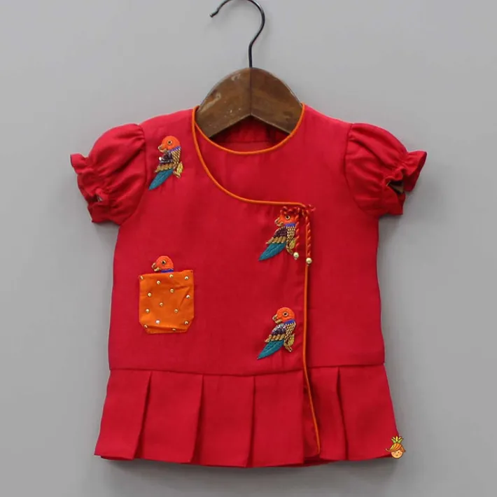 Best Bird Embroidered Red Top And Bloomer Baby Essentials | Infant Clothing
