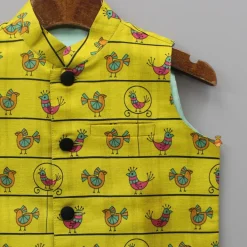 Sale Bird Printed Multicoloured Jacket BOY Indian Ethnic Wear | Ethnic Jackets
