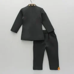 Outlet Black Embroidered Sherwani And Pant BOY Indian Ethnic Wear | Sherwani Sets