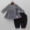 Hot Black And White Angrakha Kurti With Dhoti Twinning Sets | Ethnic Wear