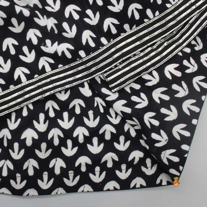 Hot Black And White Angrakha Kurti With Dhoti Twinning Sets | Ethnic Wear