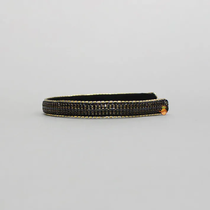 Outlet Black Artificial Stones Embroidered Hairband Hair Accessories | Hair Bands
