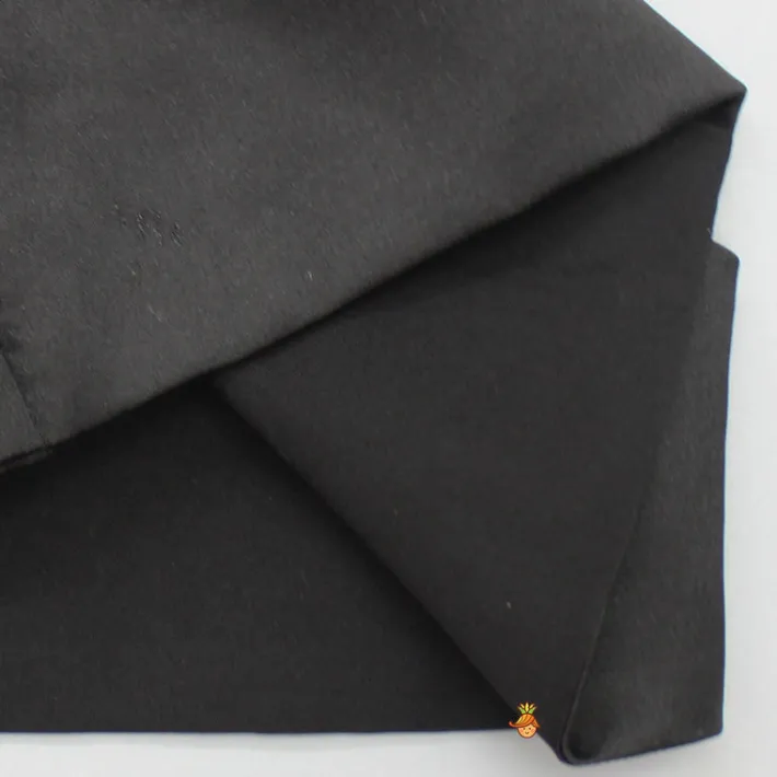 Fashion Black Crop Top With Sequined Scalloped Cape And Dhoti Style Skirt Ethnic Wear | Dhotis & Patialas