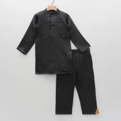 Clearance Black Embellished Kurta And Pant BOY Indian Ethnic Wear | Ethnic Sets