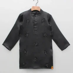 Clearance Black Embellished Kurta And Pant BOY Indian Ethnic Wear | Ethnic Sets