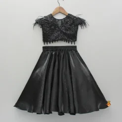 Discount Black Embroidered Embellished Top And Lehenga Ethnic Wear | Lehengas & Ghagras