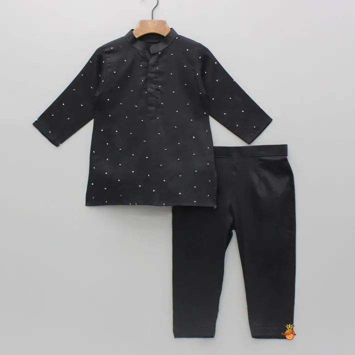 Outlet Black Embroidered Kurta And Jacket With Pant BOY Twinning Sets | Indian Ethnic Wear