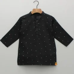 Outlet Black Embroidered Kurta And Jacket With Pant BOY Twinning Sets | Indian Ethnic Wear