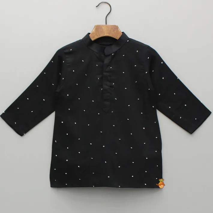 Outlet Black Embroidered Kurta And Jacket With Pant BOY Twinning Sets | Indian Ethnic Wear