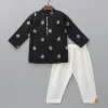 Discount Black Embroidered Kurta With Pyjama BOY Twinning Sets | Indian Ethnic Wear