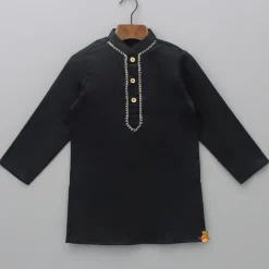 New Black Embroidered Kurta With Jacket And Pyjama BOY Indian Ethnic Wear | Ethnic Sets