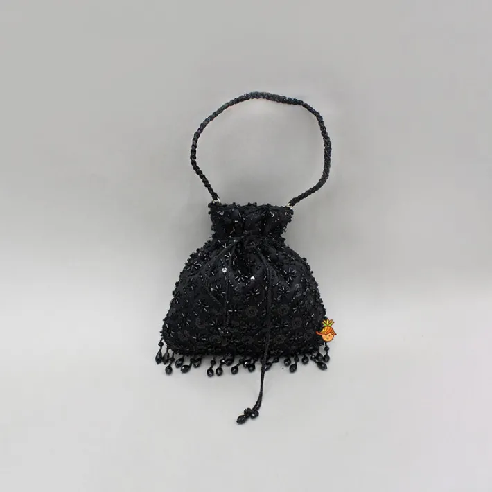Hot Black Embroidered Potli Bag Bags