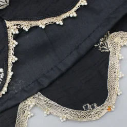 Fashion Black Embroidered Scalloped Hem Kurti Ethnic Wear | Kurtis & Jumpsuits