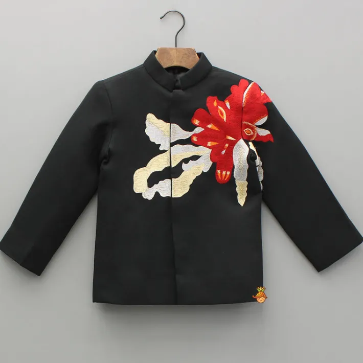 Discount Black Embroidered Sherwani And Pant BOY Indian Ethnic Wear | Sherwani Sets