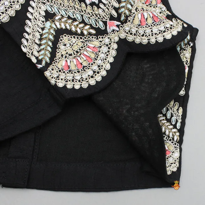 Hot Black Embroidered Top And Lehenga With Dupatta Ethnic Wear | Lehengas & Ghagras
