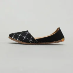 Discount Black Faux Mirror Embroidered Jutti BOY Shoes