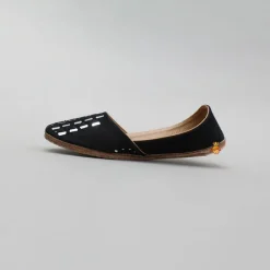 Clearance Black Faux Mirror Embroidered Jutti BOY Shoes