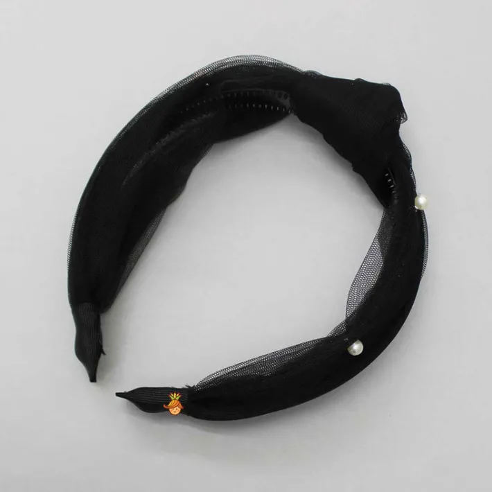 Hot Black Frilly Bow Top And Multi Colour Lace Applique Skirt With Matching Pearl Work Hair Band Dresses & Sets | Sets