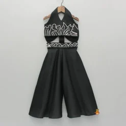 Sale Black Halter Neck Top With Back Bow Detail And Flared Palazzo Ethnic Wear | Palazzos & Shararas