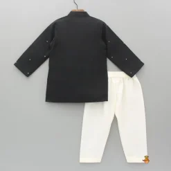 Discount Black Hand Embroidered Kurta And Pyjama BOY Indian Ethnic Wear | Ethnic Sets