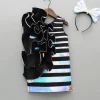 New Black Holographic Ruffle Dress With Bow Hair band Dresses & Sets | Dresses