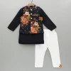 Online Black Kurta And Floral Printed Embroidered Jacket With Pyjama BOY Twinning Sets | Indian Ethnic Wear