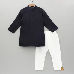 Online Black Kurta And Floral Printed Embroidered Jacket With Pyjama BOY Twinning Sets | Indian Ethnic Wear