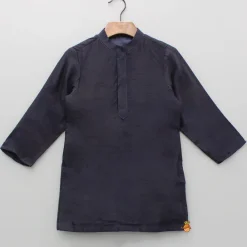 Online Black Kurta And Floral Printed Embroidered Jacket With Pyjama BOY Twinning Sets | Indian Ethnic Wear